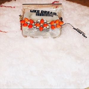 Clear orange crystal clutch